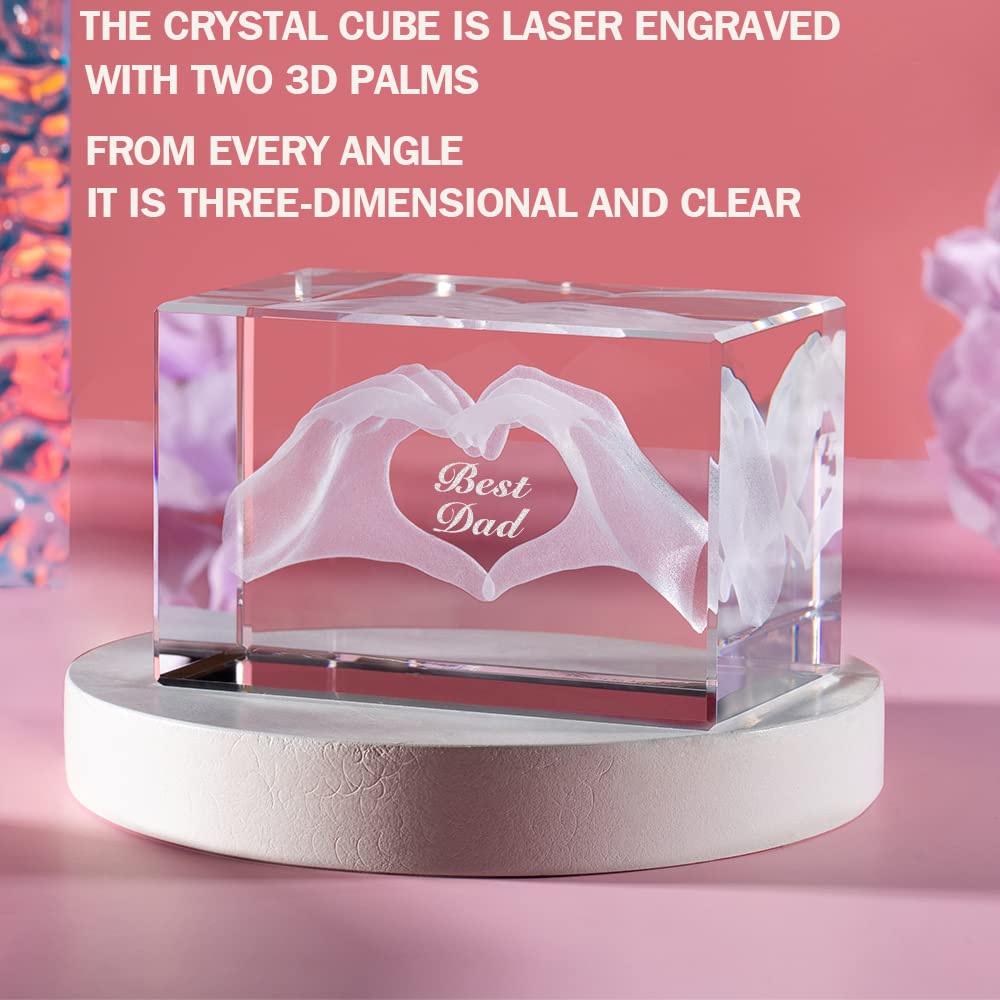 Best Dad Crystal Cube – Engraved Keepsake Gift for Father’s Day & Birthday