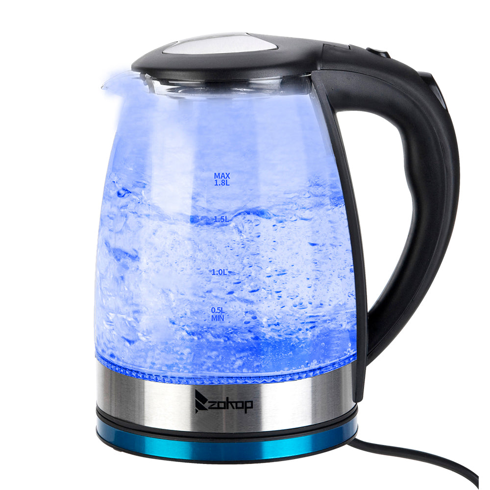 1.8L 2000W Electric Kettle Glass 7 Colours LED Illuminated Portable Jug