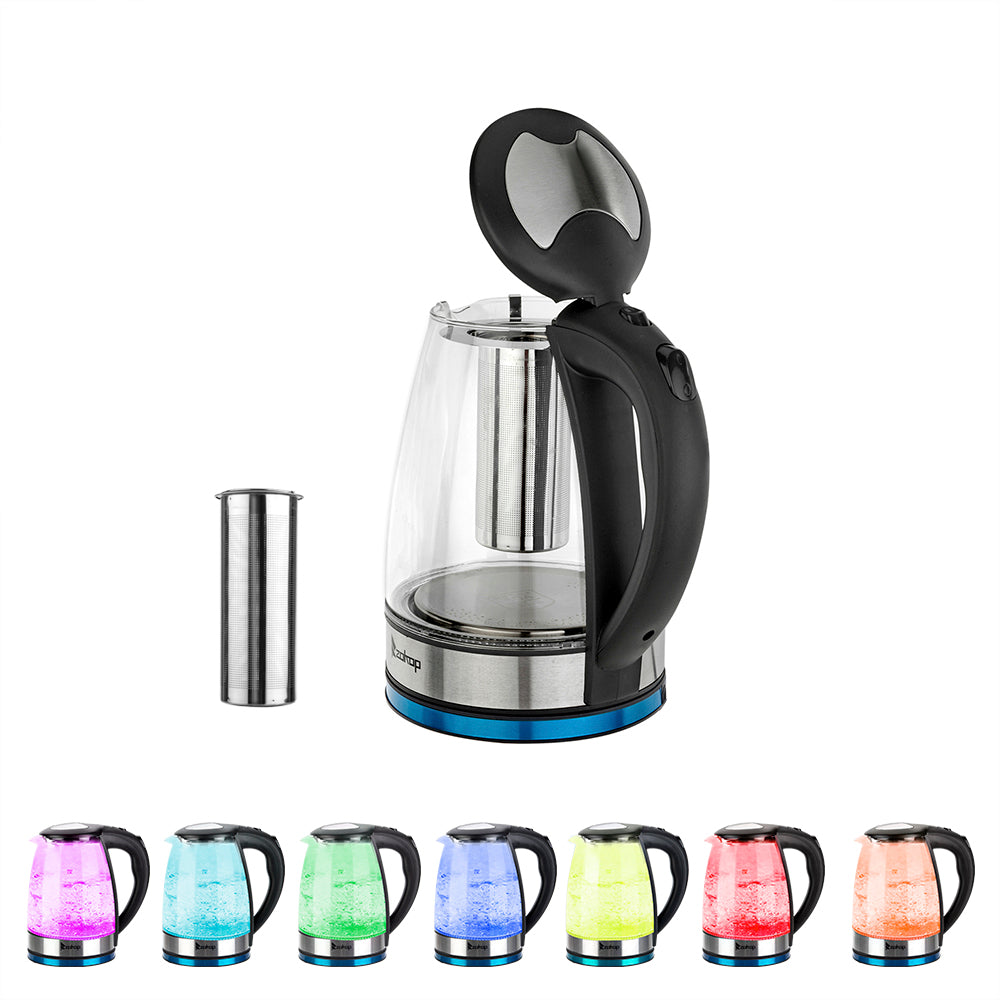 1.8L 2000W Electric Kettle Glass 7 Colours LED Illuminated Portable Jug