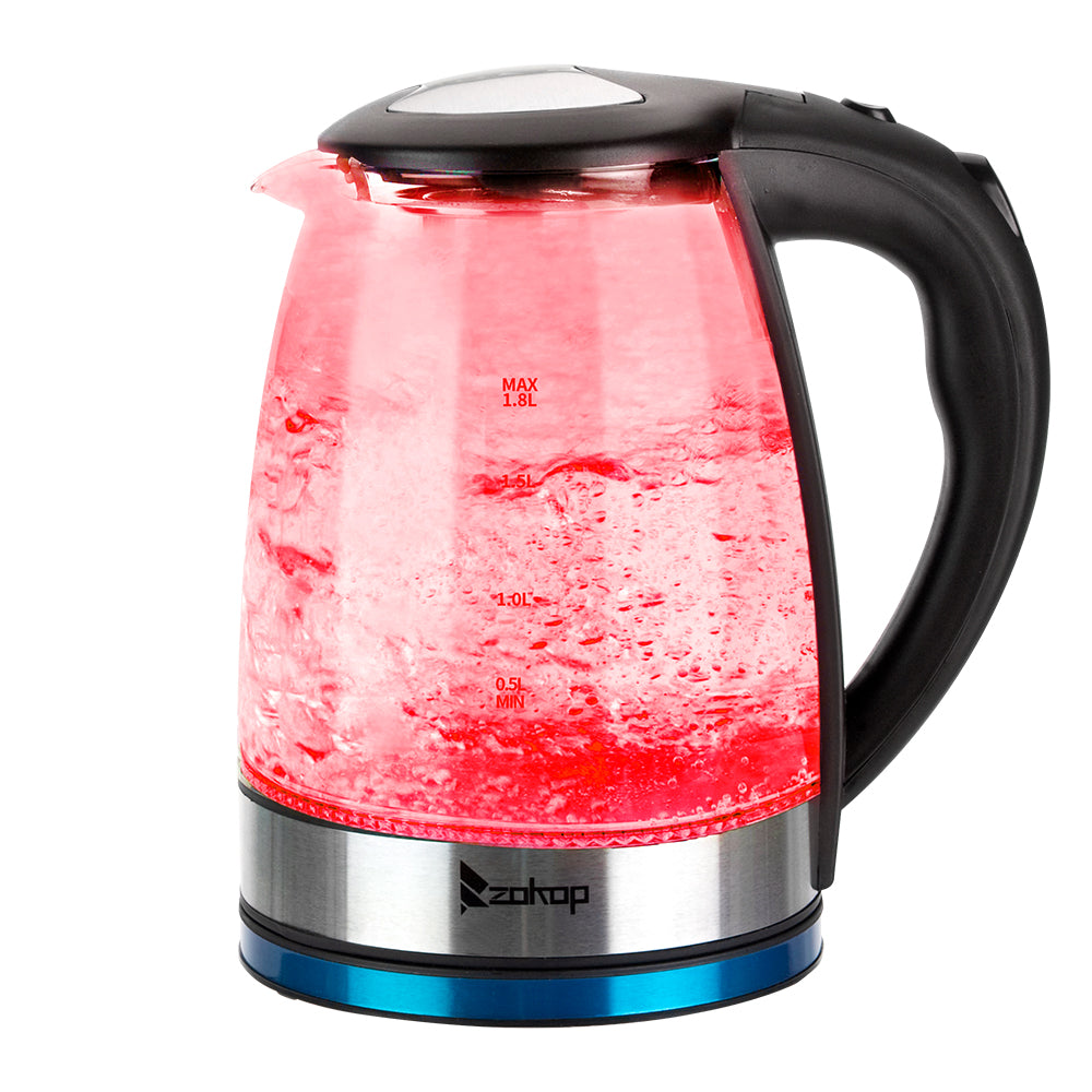 1.8L 2000W Electric Kettle Glass 7 Colours LED Illuminated Portable Jug