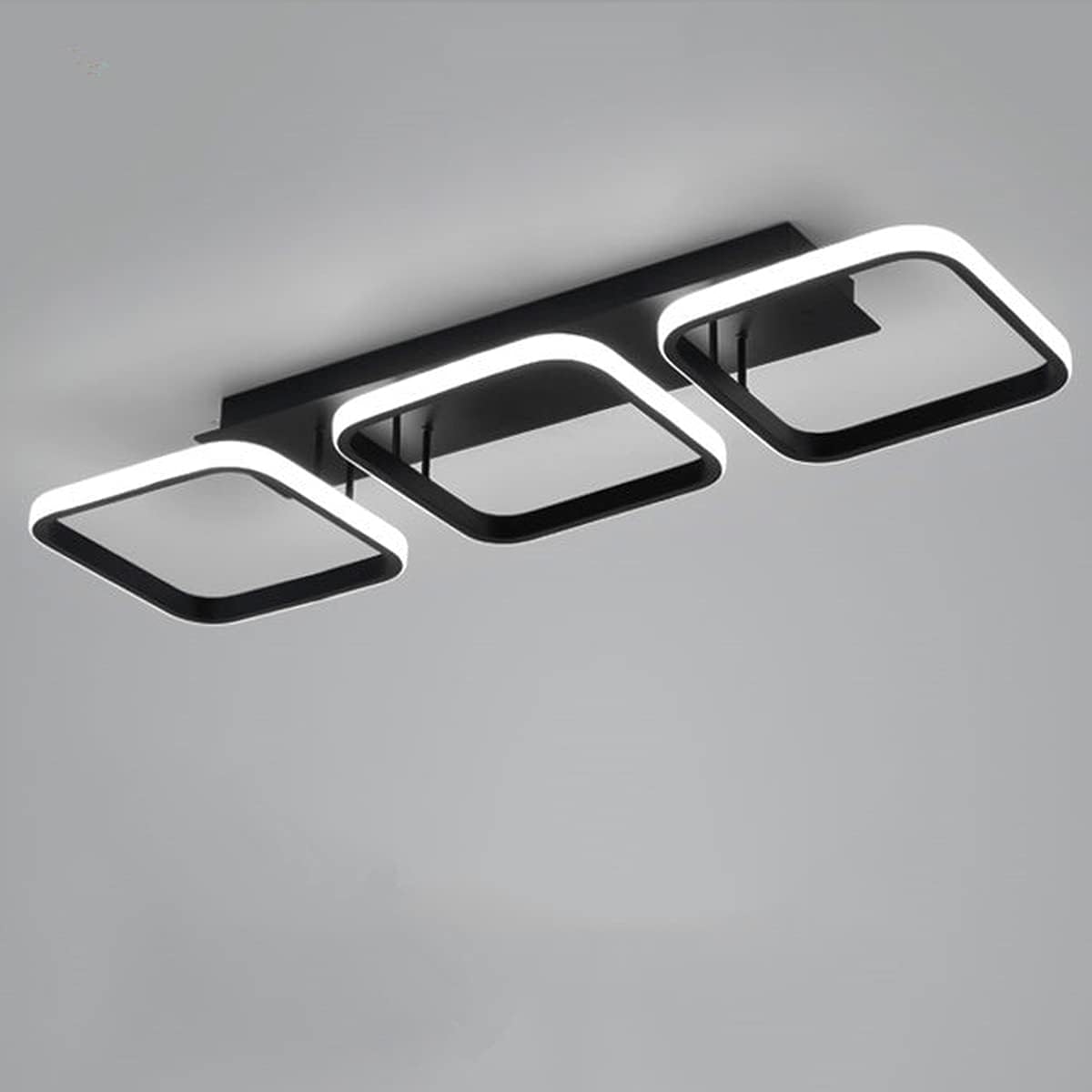EIDISUNY 3‑Rectangle LED Ceiling Light 33W Cool White Modern Black/White