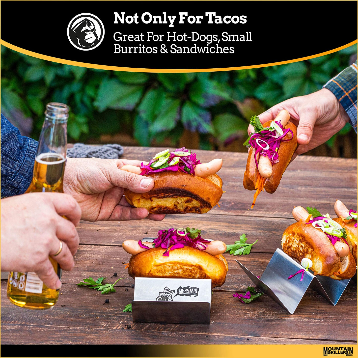 Mountain Grillers Stainless Steel Reversible Taco Holders Set of 4