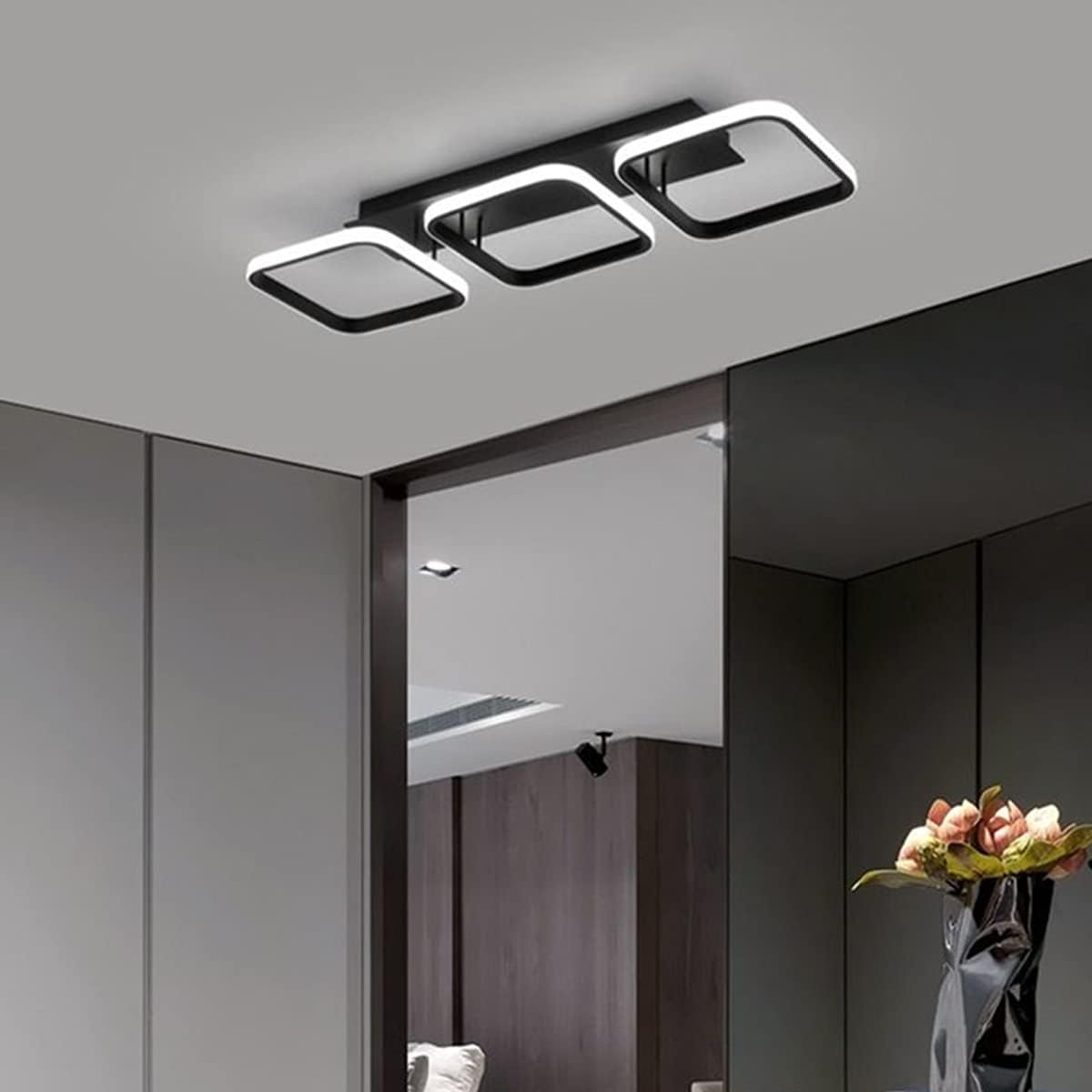 EIDISUNY 3‑Rectangle LED Ceiling Light 33W Cool White Modern Black/White