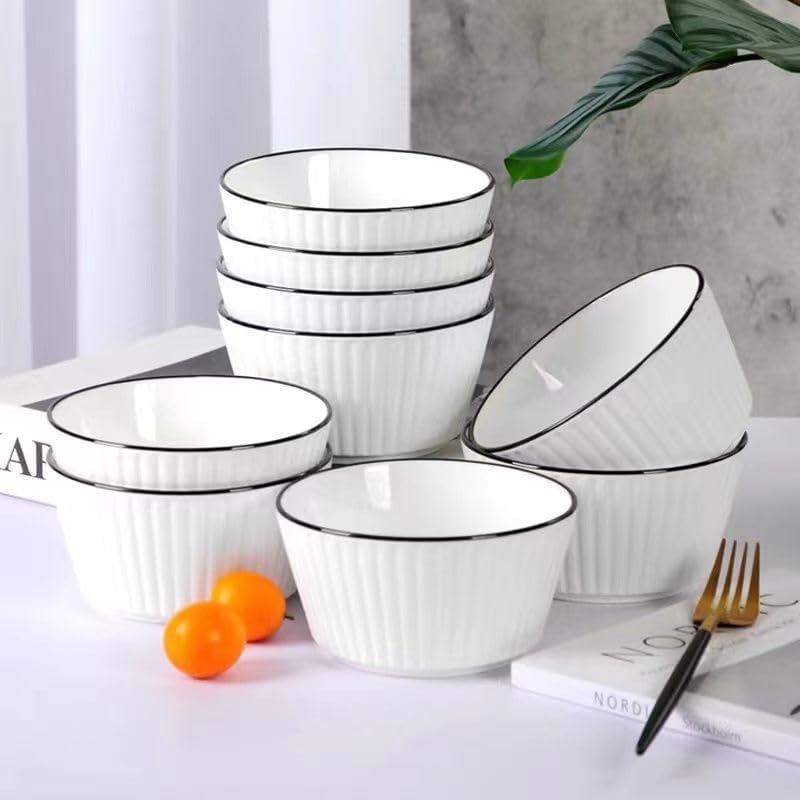 NUTRIUPS 8‑Pack 4.5″ Ceramic Bowls 350 ml – Food‑Safe, Dishwasher‑Safe Stylish Set