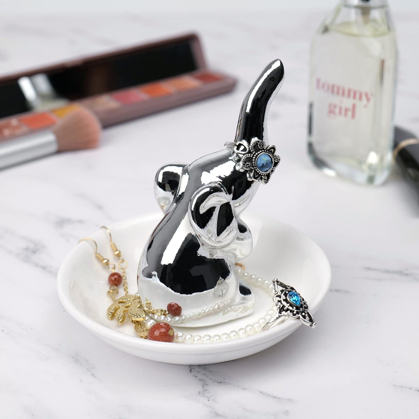 FORAGIFT Ceramic Elephant Ring Holder – Cute Jewellery Dish Gift for Women