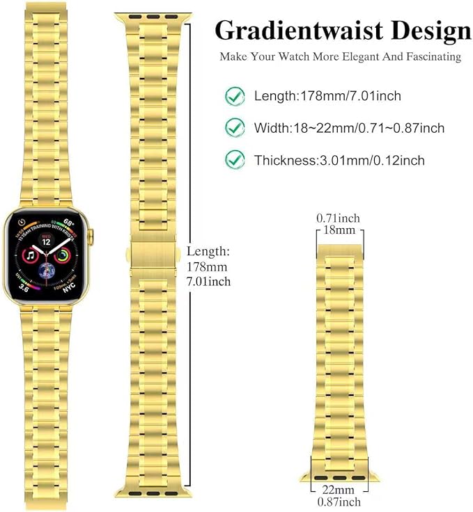 MioHHR Stainless Steel Apple Watch Strap Metal Bracelet Band B0DKBDGS68