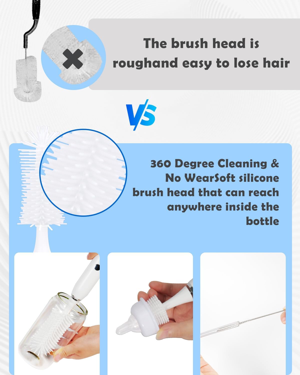 Electric Baby Bottle Brush – 4 Speeds, 1800 mAh Rechargeable, Silicone Bristles