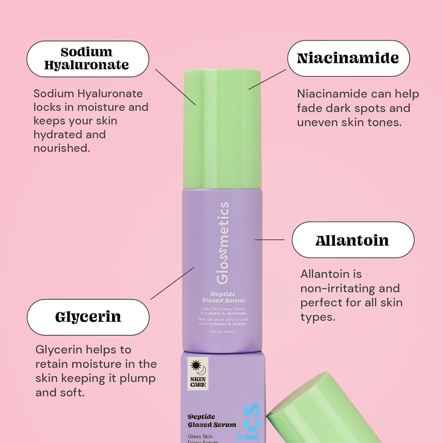 Glossmetics Peptide Glazed Face Serum 5 % Niacinamide + Hyaluronic Acid – Hydrating Glow