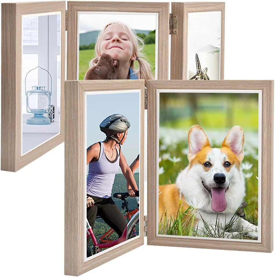 FOROREH 7" Double & 6" Triple Hinged Photo Frame Set – Desktop & Wall Display