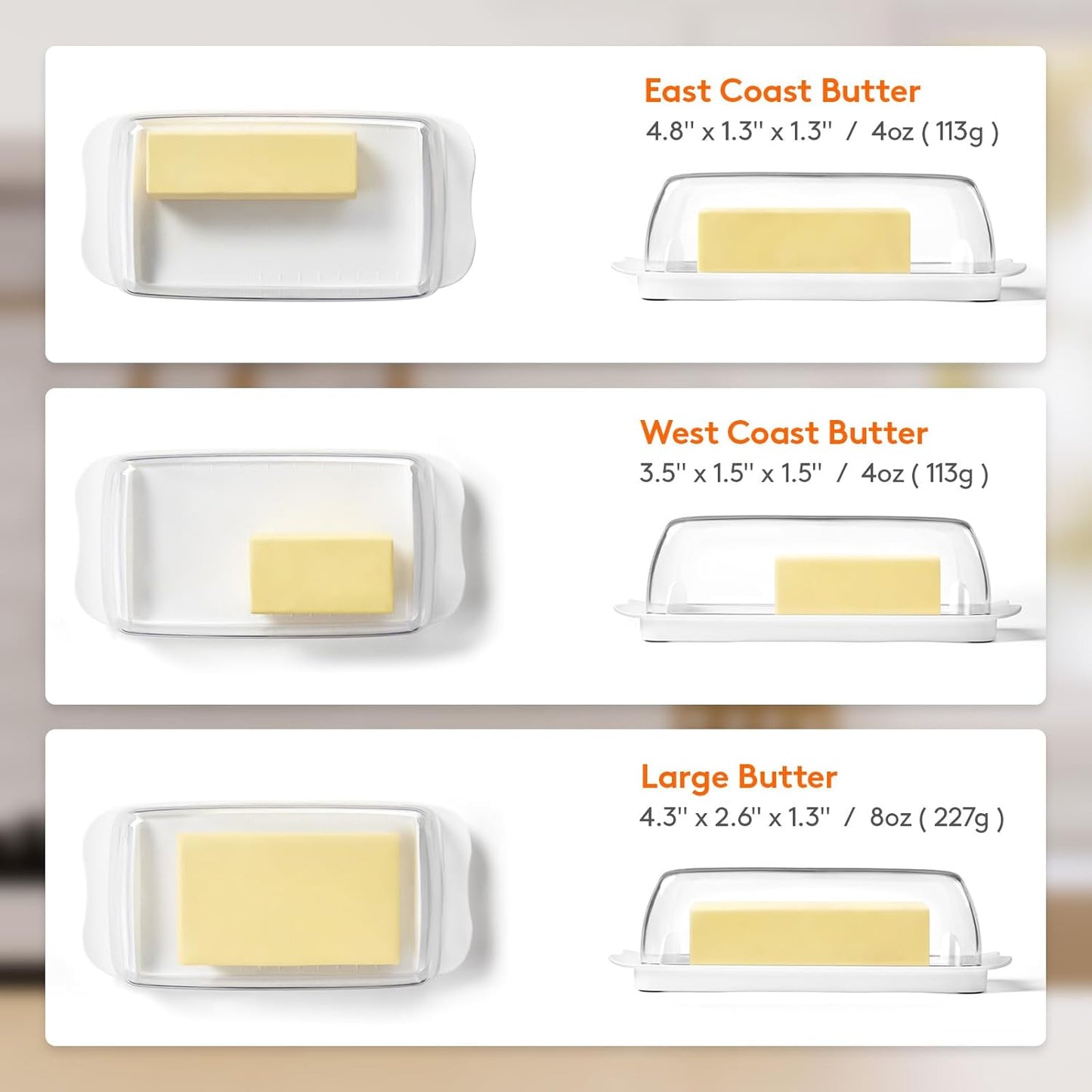 Lifewit Butter Dish with Lid for Countertop, Extra Large Plastic Butter Holder Container