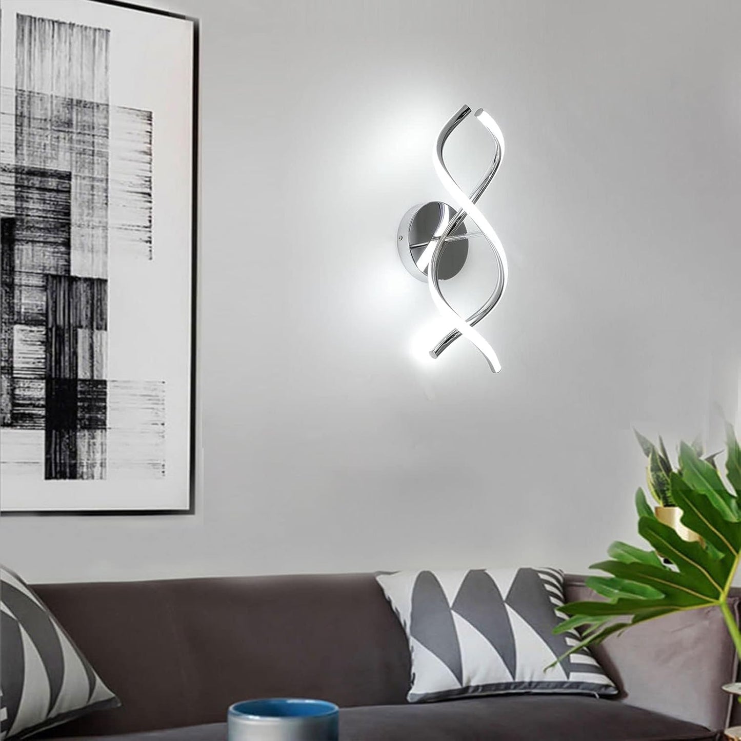EIDISUNY 24W LED Spiral Wall Lamp – Modern Cool White Designer Wall Light