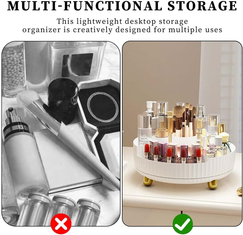 Azazaza 360° Rotating Makeup Organiser 28x10.5cm Stylish Durable Cosmetic Storage