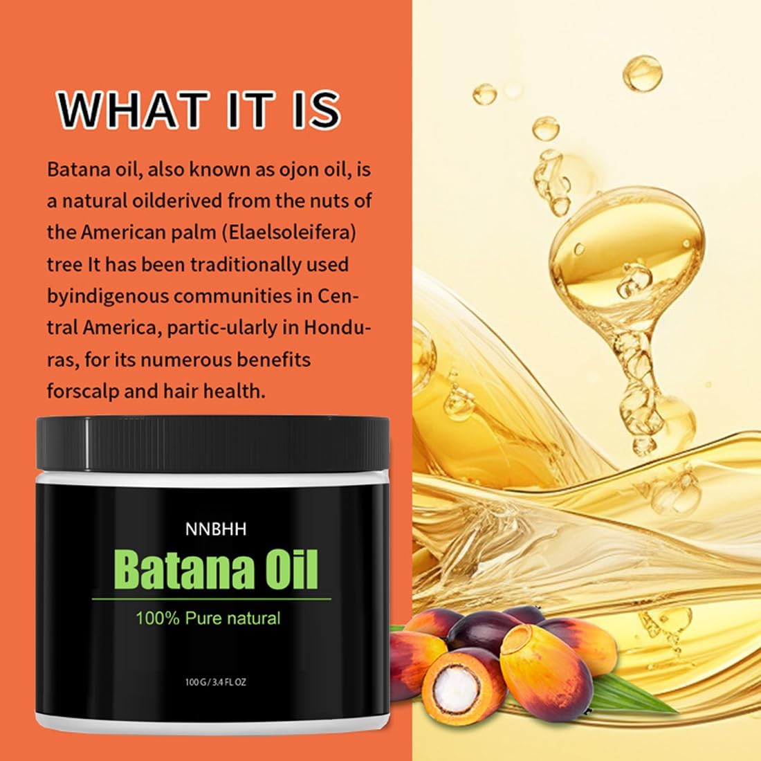 NNBHH Batana Oil 100% Pure Organic Hair Growth & Repair Treatment – Natural Elixir