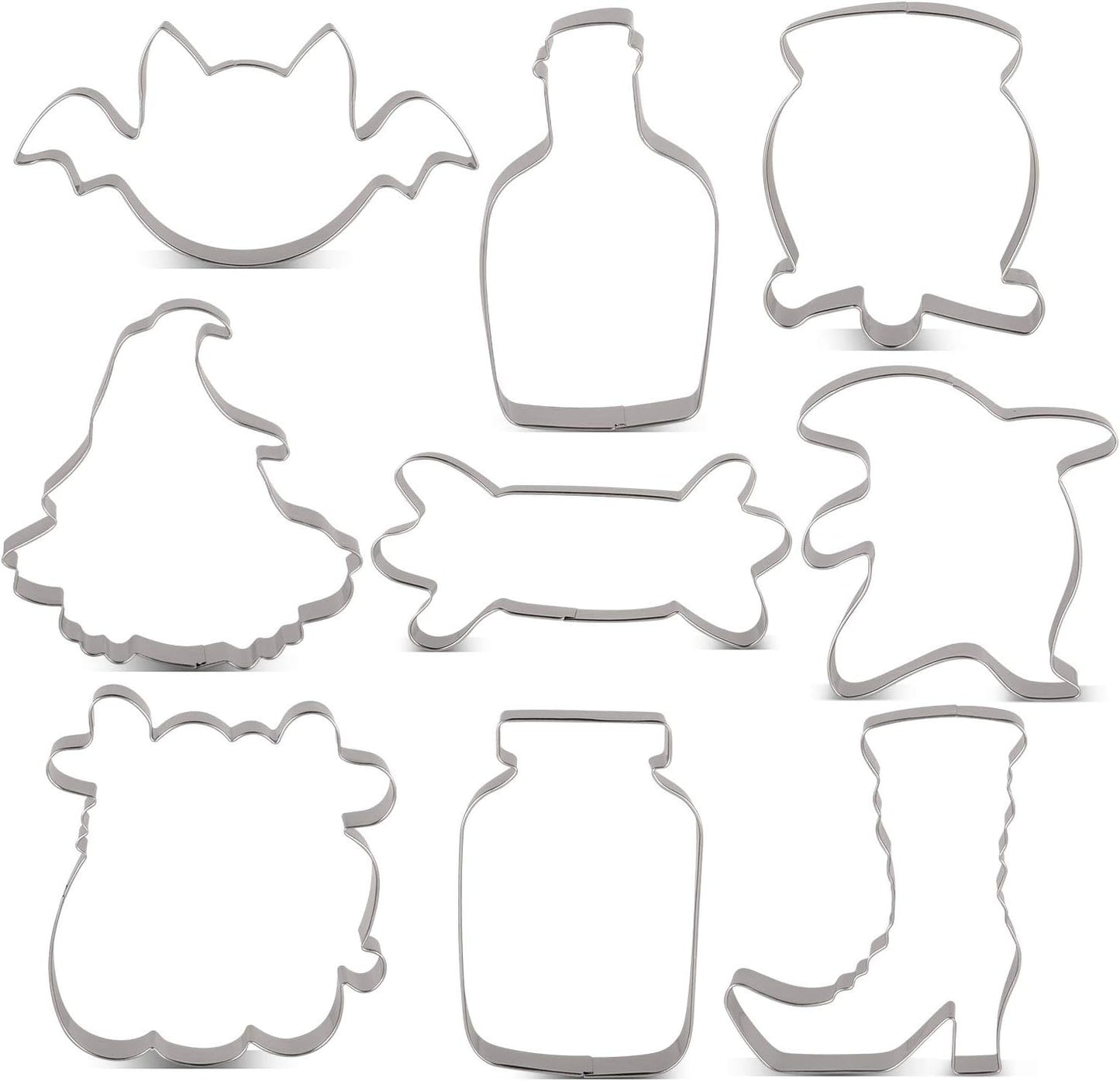 KENIAO 9‑Piece Halloween Cookie Cutter Set – Stainless Steel Spooky Shapes