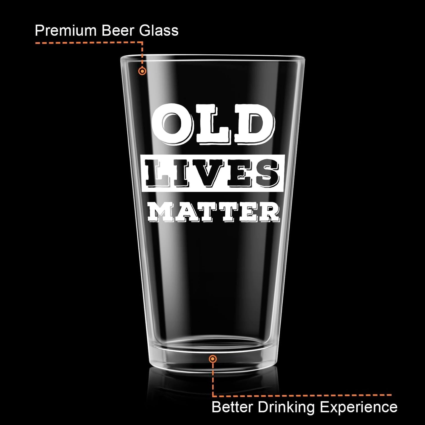 Old Lives Matter Beer Glass 450 ml – Funny Retirement & Birthday Pint Glass Gift