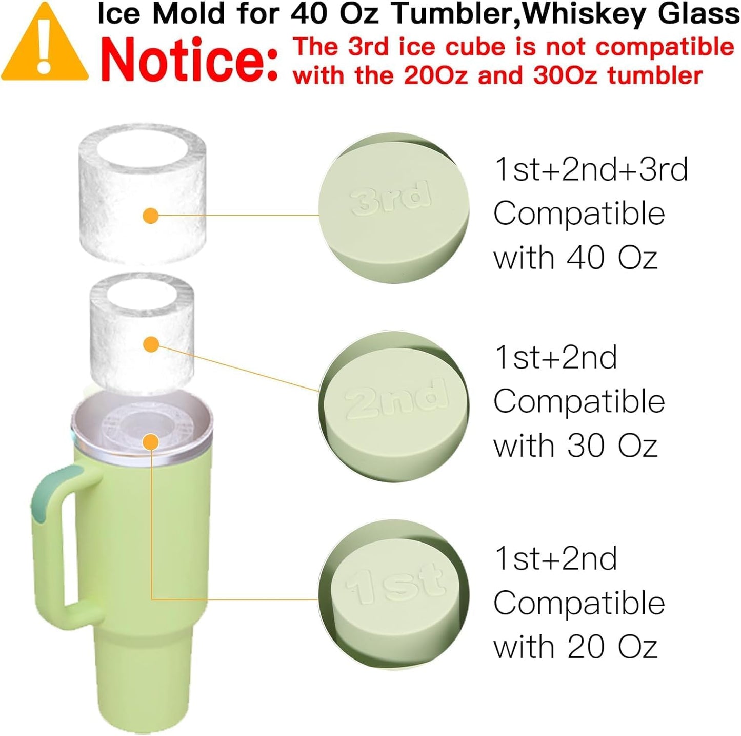 Large Silicone Ice Cube Tray for 30-40 oz Cups – Easy Release & Reusable