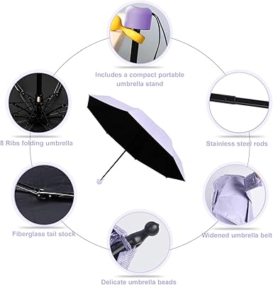 KunpengZen Mini Foldable Travel Umbrella – Compact, Windproof, UV‑Protection