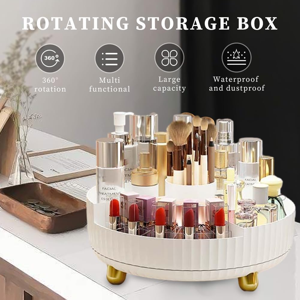 Azazaza 360° Rotating Makeup Organiser 28x10.5cm Stylish Durable Cosmetic Storage