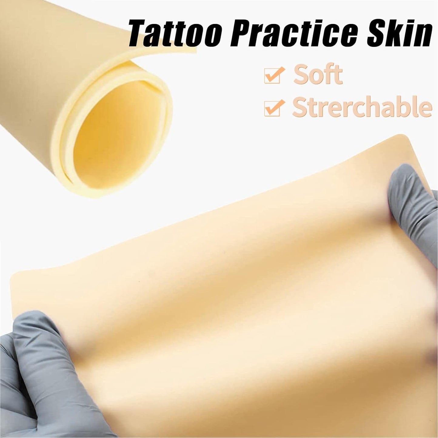 Tattoo Practice Skin + Transfer Paper Kit ‑ 20pc Realistic Synthetic Sheets Set
