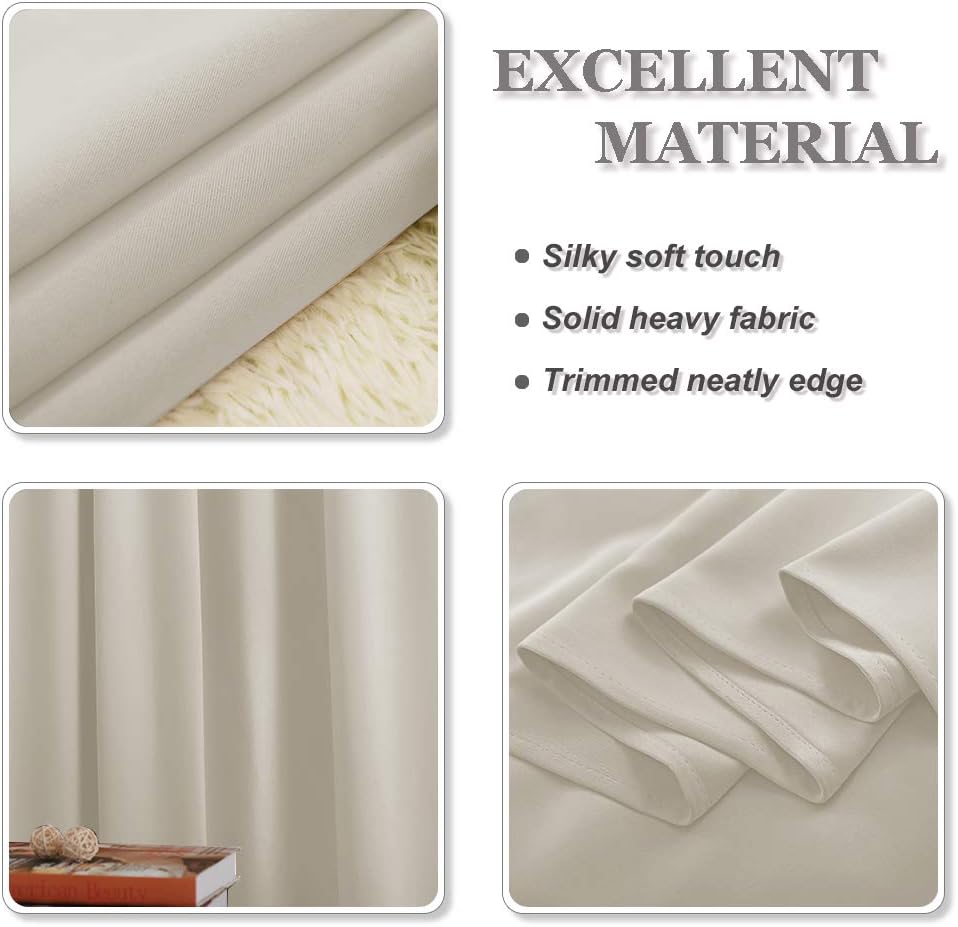 PONY DANCE Light Beige Thermal Eyelet Curtains Energy Saving Window B0DXFJYKQS