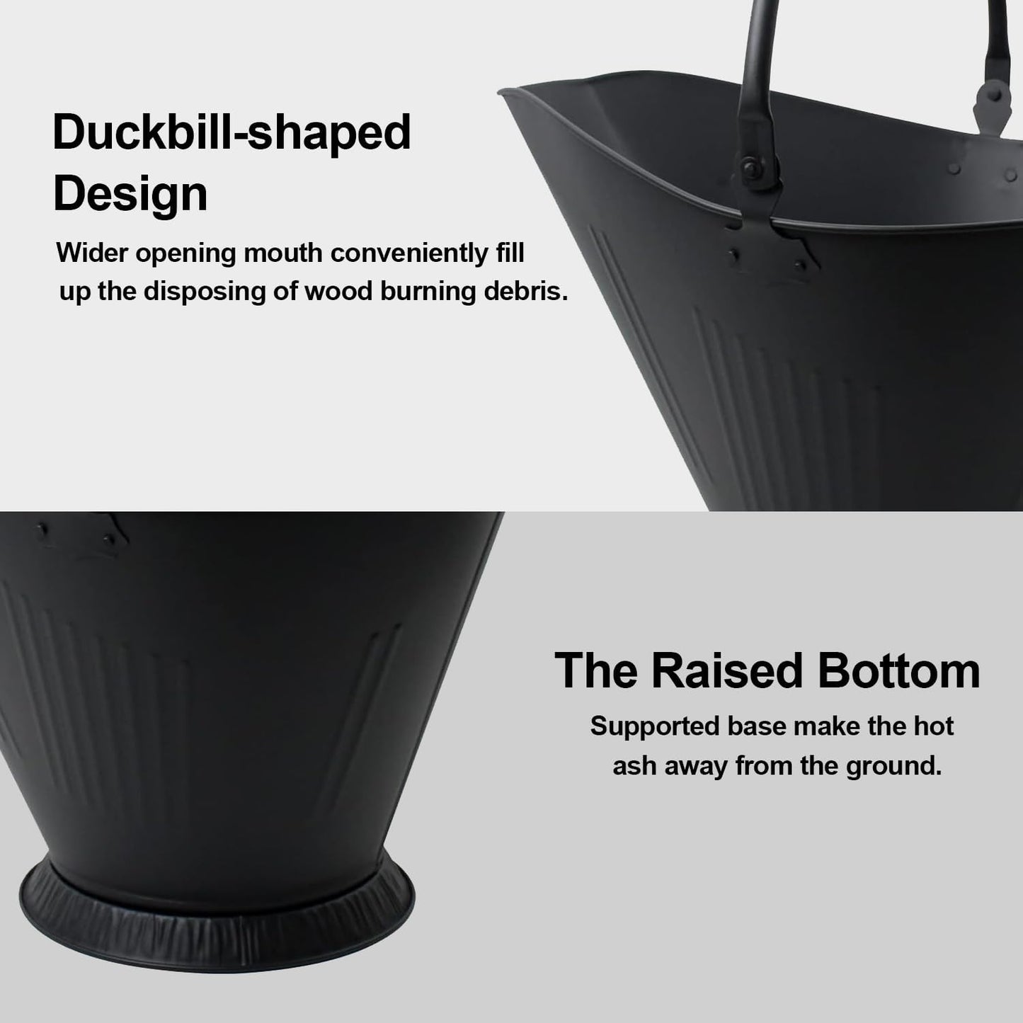 12 L Fireplace Ash Bucket with Lid, Shovel, Broom & Gloves – Ash Cleaning Kit