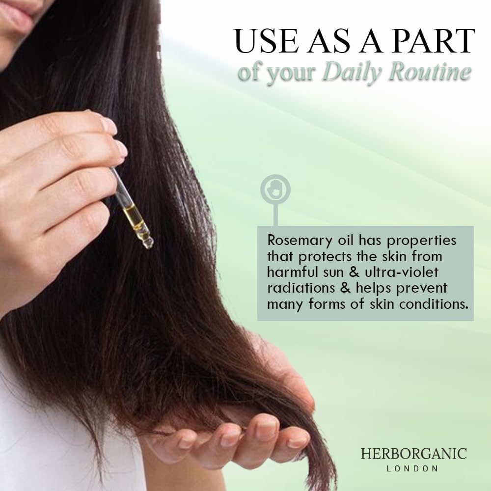 HERBORGANIC Organic Rosemary Oil 100 ml – Hair Growth, Scalp, Brows & Lashes