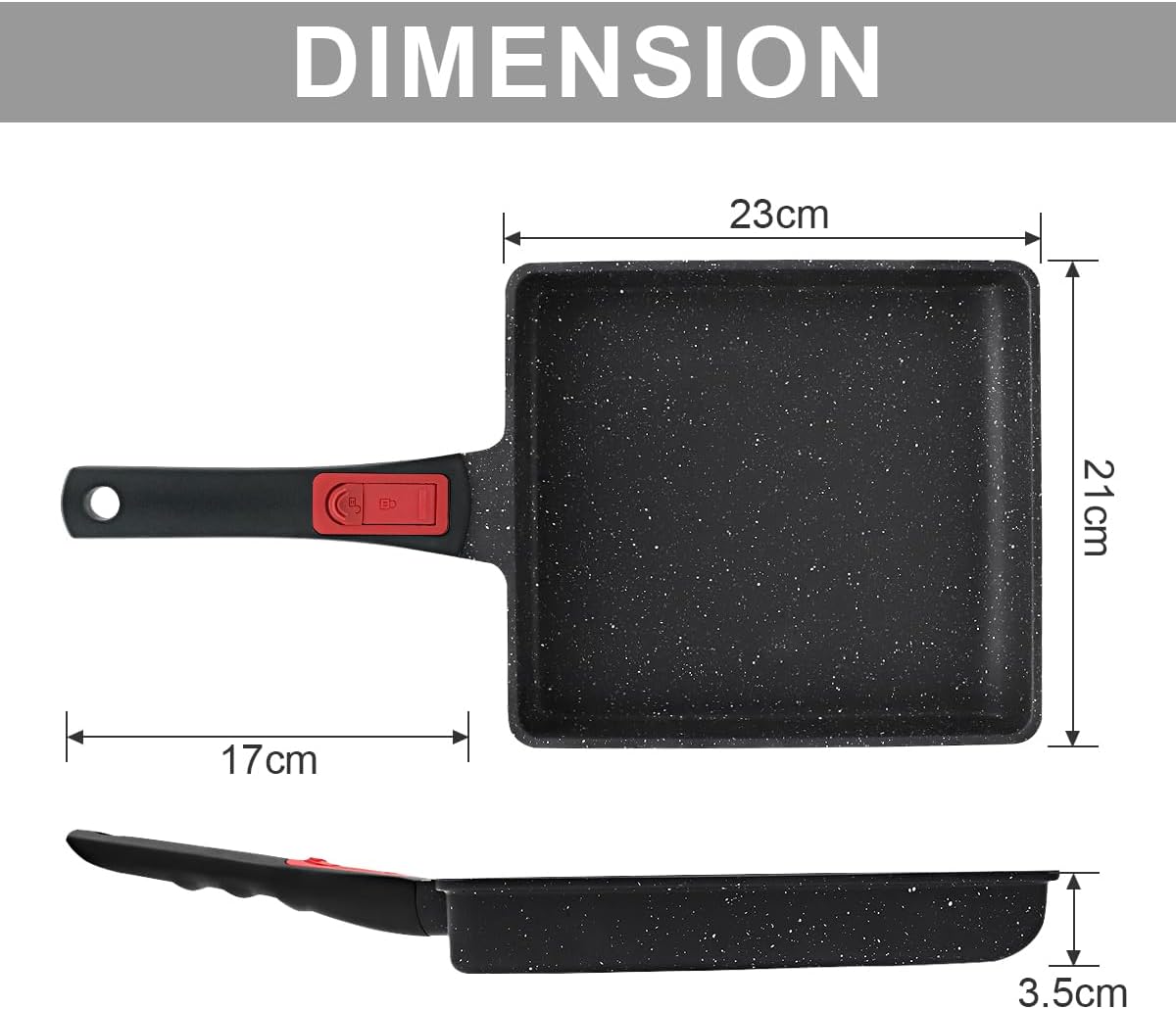 AIKENBBKK Large Tamagoyaki Japanese Omelette Pan 23×21cm – Non‑Stick, PFOA‑Free