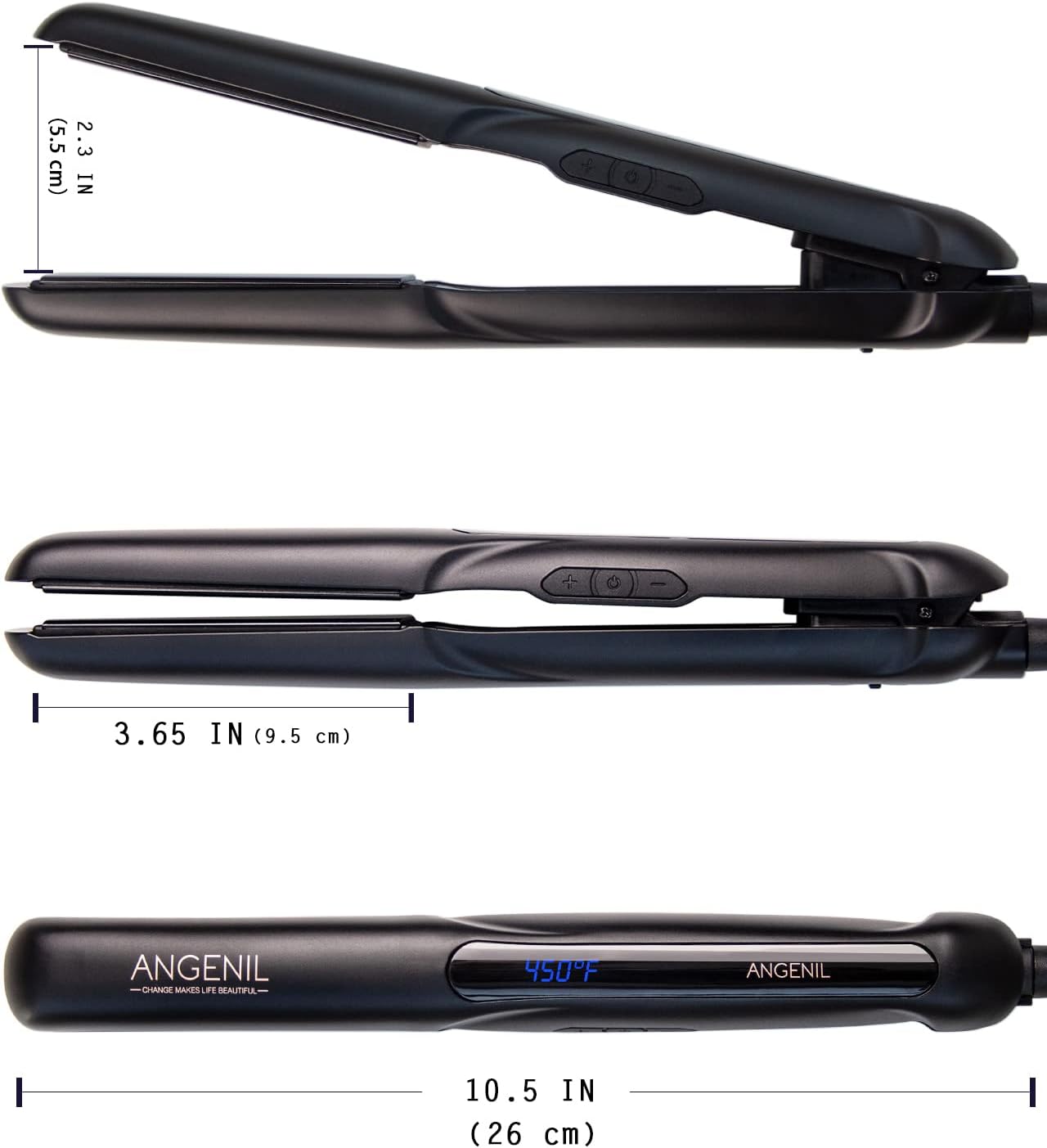 ANGENIL 2‑in‑1 Ceramic Tourmaline Mini Hair Straightener & Curler – UK