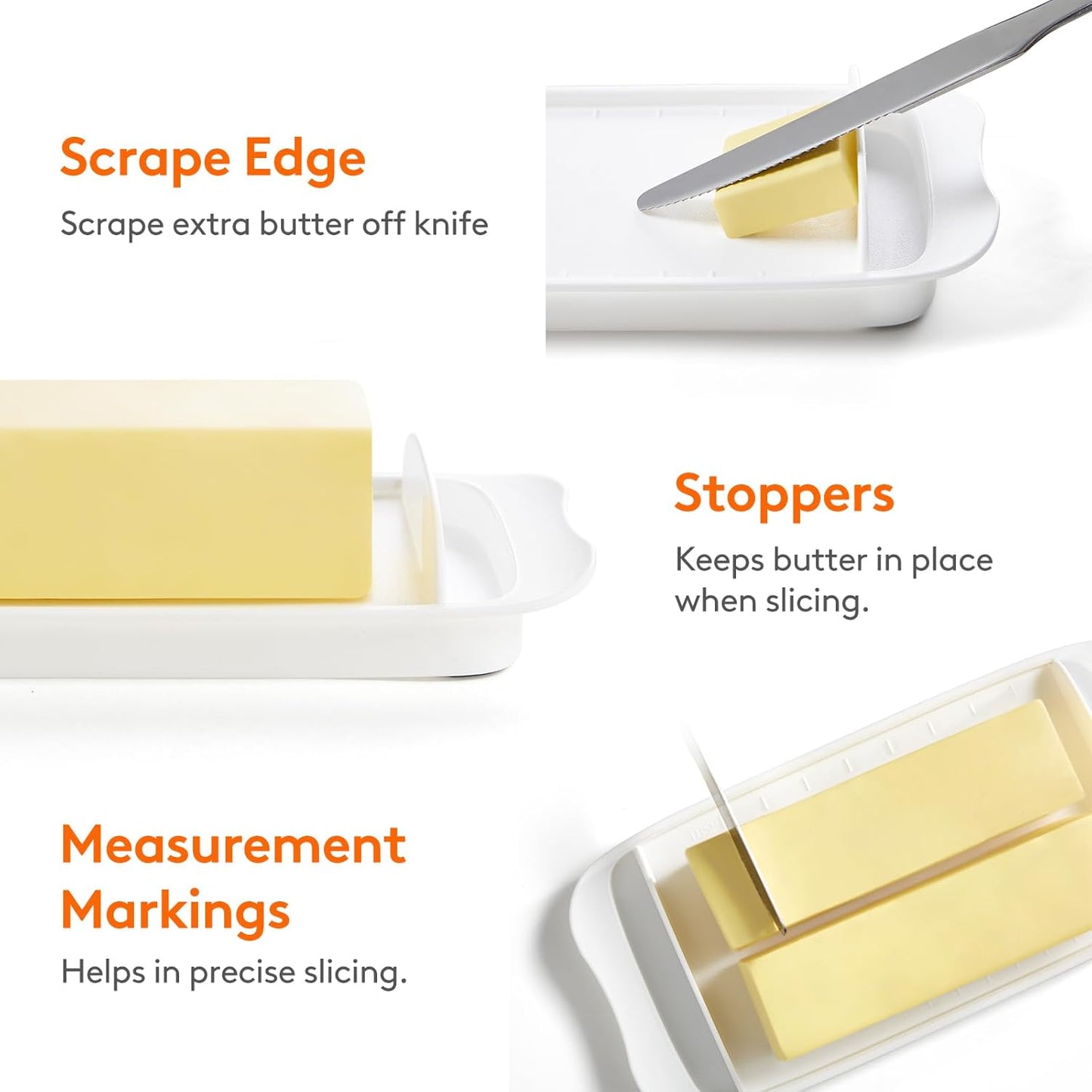Lifewit Butter Dish with Lid for Countertop, Extra Large Plastic Butter Holder Container