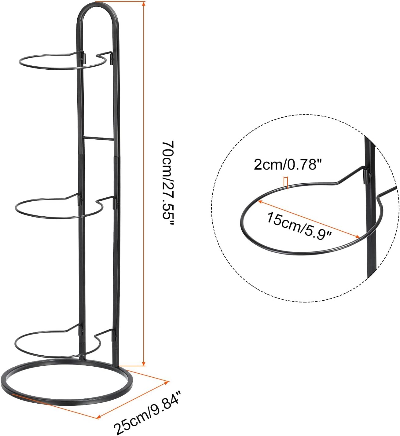 3-Tier Vertical Ball Storage Rack – Wall-Mounted Carbon Steel Organiser for Sports Balls