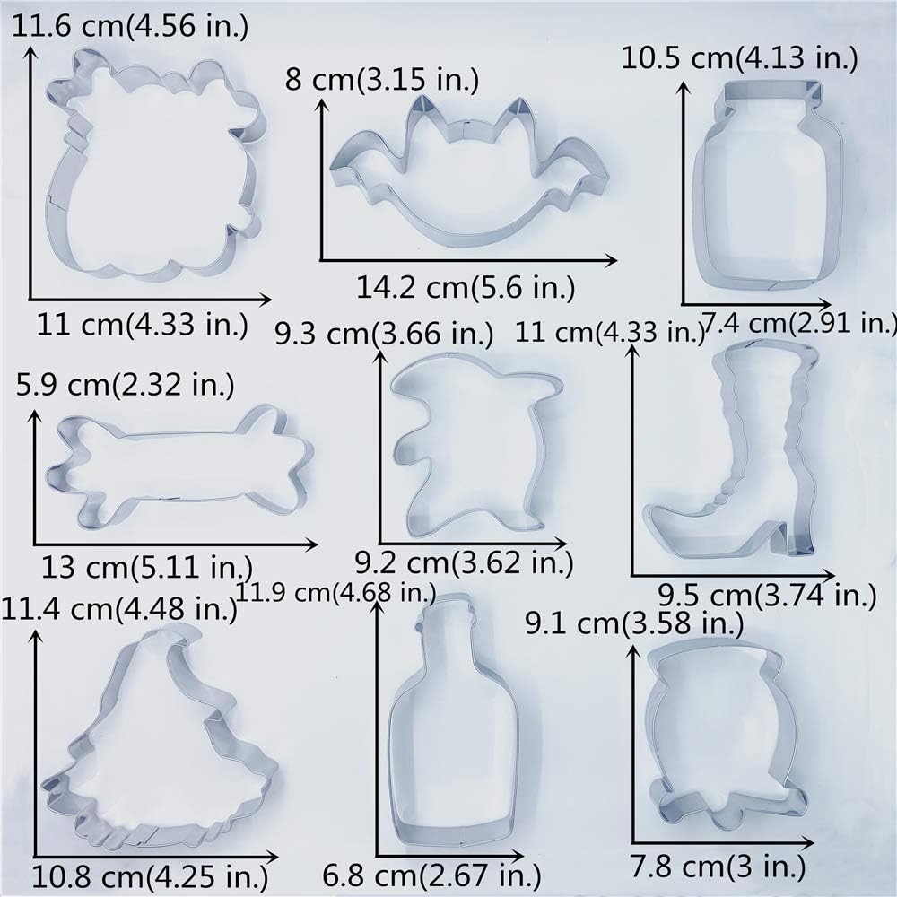 KENIAO 9‑Piece Halloween Cookie Cutter Set – Stainless Steel Spooky Shapes