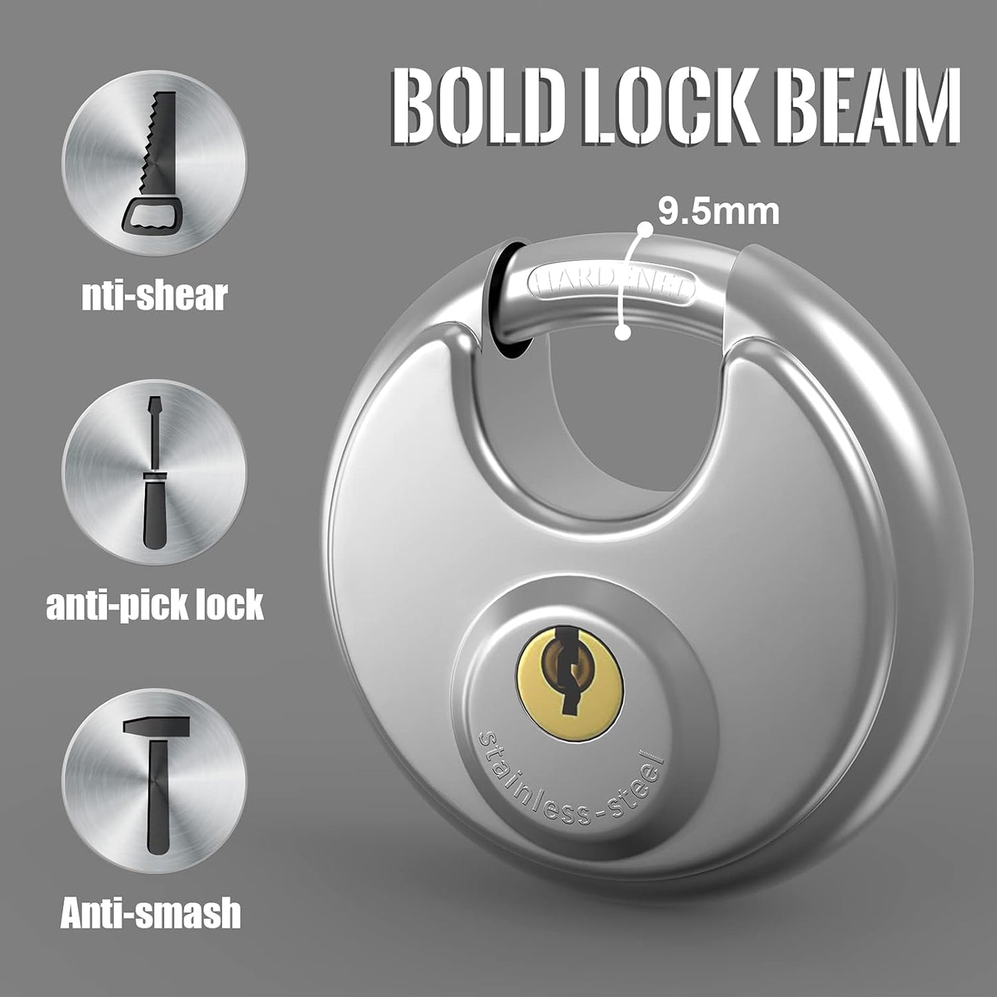 Diyife 2‑Pack 70mm Waterproof Stainless Steel Disc Padlocks Heavy Duty Outdoor