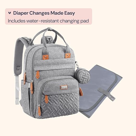 BabbleRoo Baby Diaper Backpack with Changing Mat & Pacifier Holder