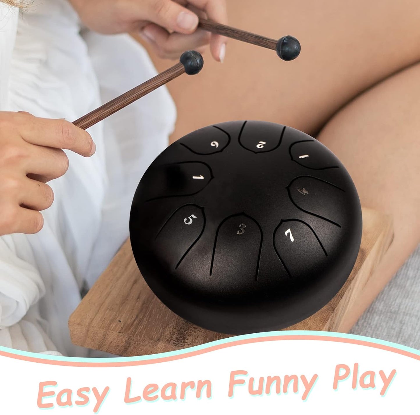 INMAKER 6‑inch 8‑Note C‑Key Steel Tongue Drum • Meditation • Yoga • Music Gift Set