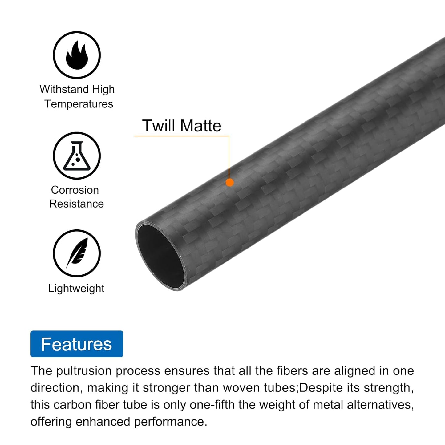 Carbon Fibre Tube 14x16x170mm Lightweight RC Drone Rod B0DDLBHF23