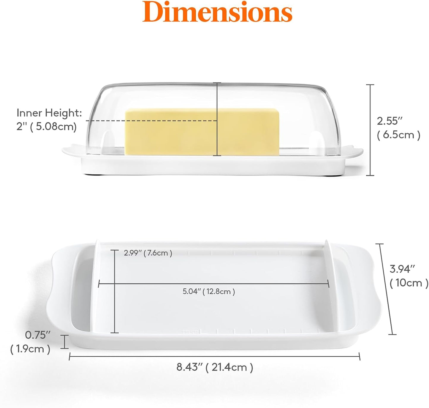 Lifewit Butter Dish with Lid for Countertop, Extra Large Plastic Butter Holder Container