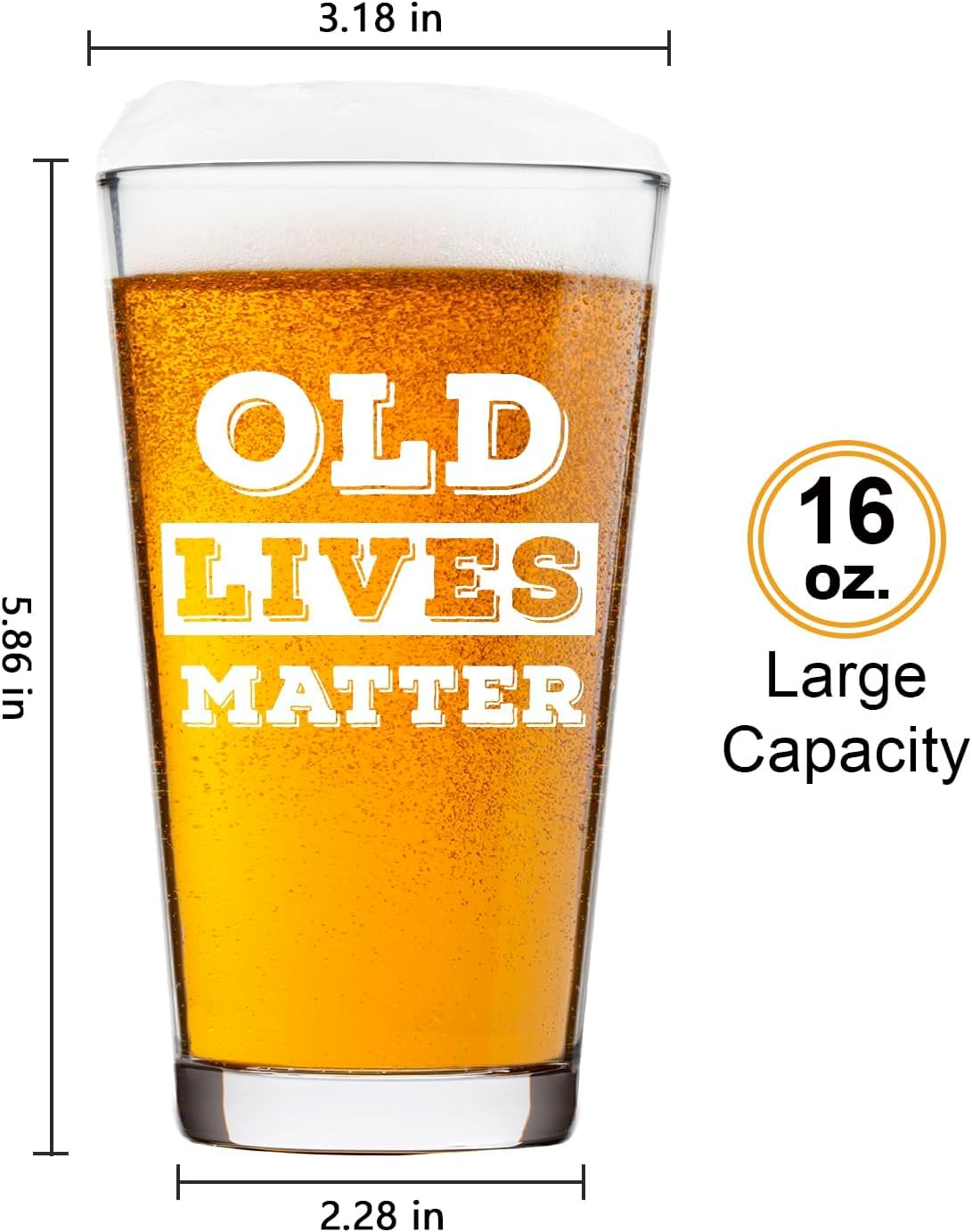 Old Lives Matter Beer Glass 450 ml – Funny Retirement & Birthday Pint Glass Gift