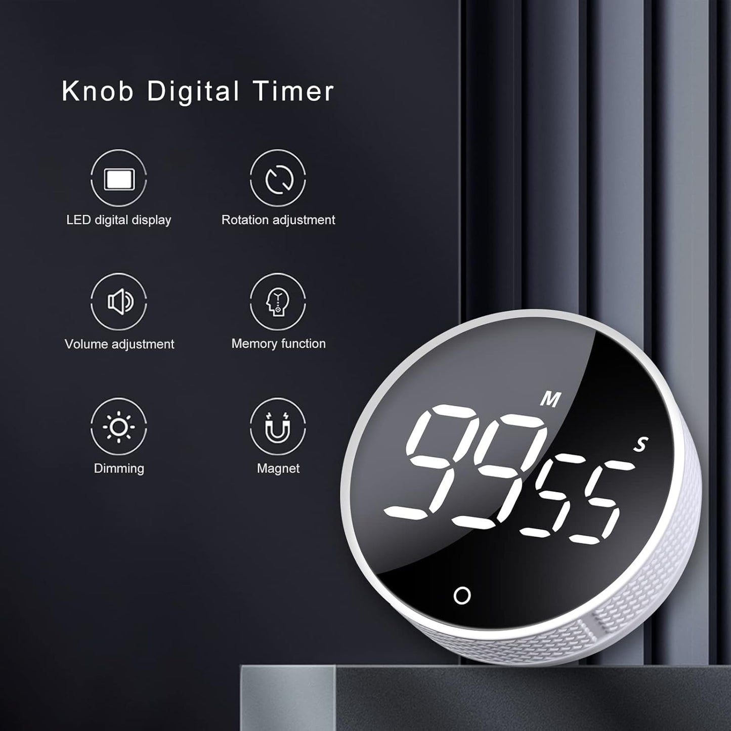AVINIA LED Visual Kitchen Timer – Large Display, Magnetic, Loud Alarm