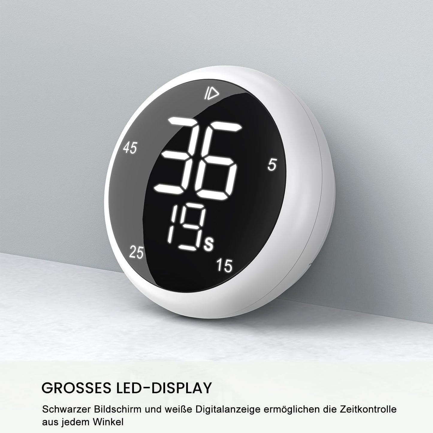 Smart Magnetic Kitchen Timer – 5/15/25/45 Min Presets, LED Display, Volume Control