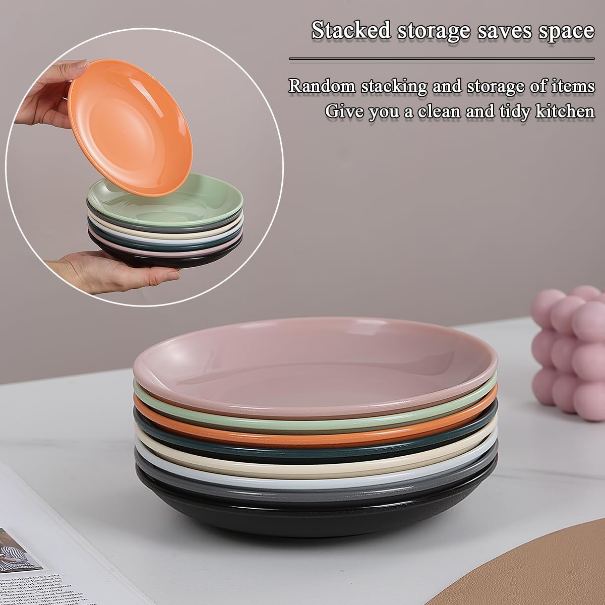 Evanda 16 cm Multicolour Unbreakable Plastic Plates ×8 – BPA-Free, Microwave Safe