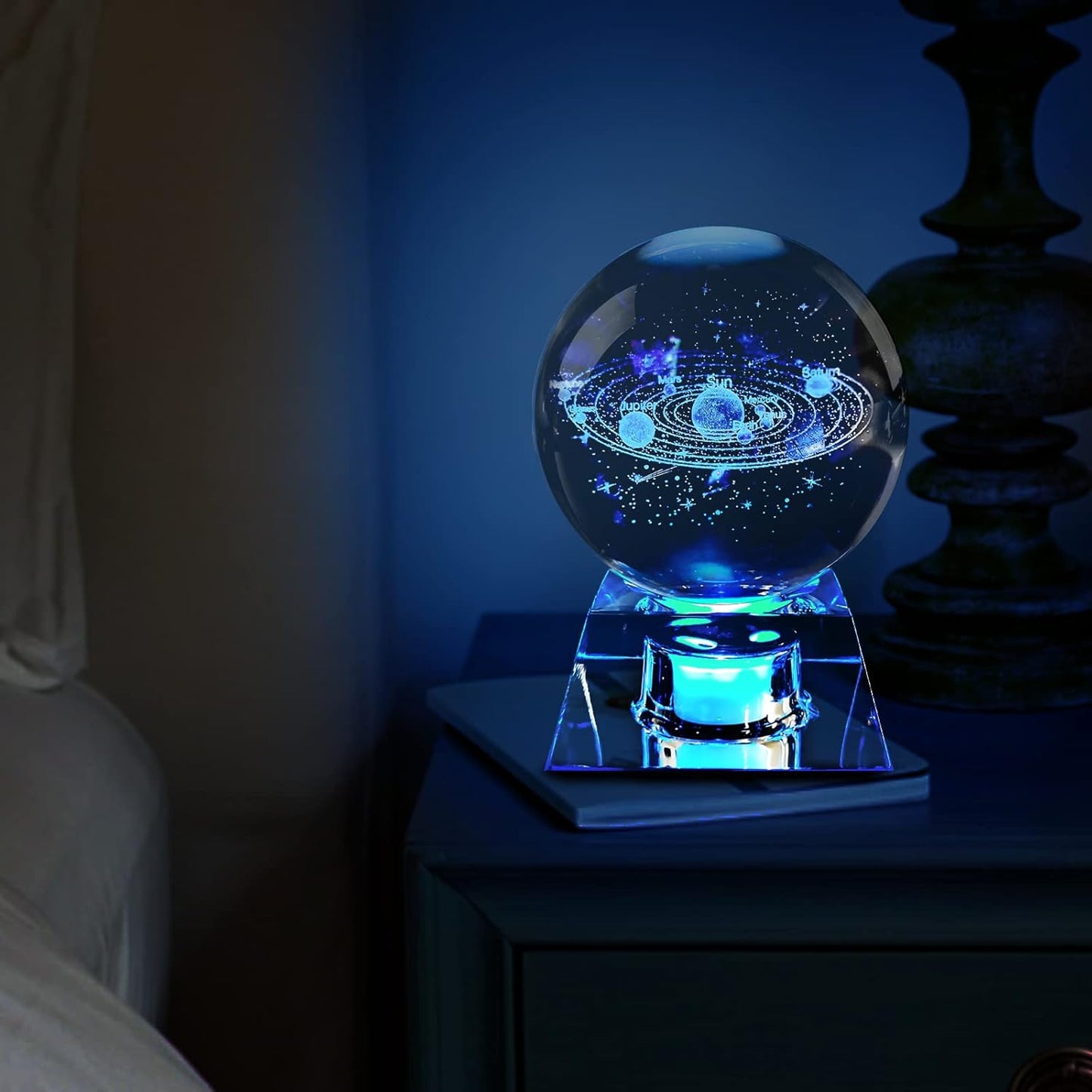 OEGINFIT 3D Solar System Crystal Ball with LED Base – Cosmic Night Light