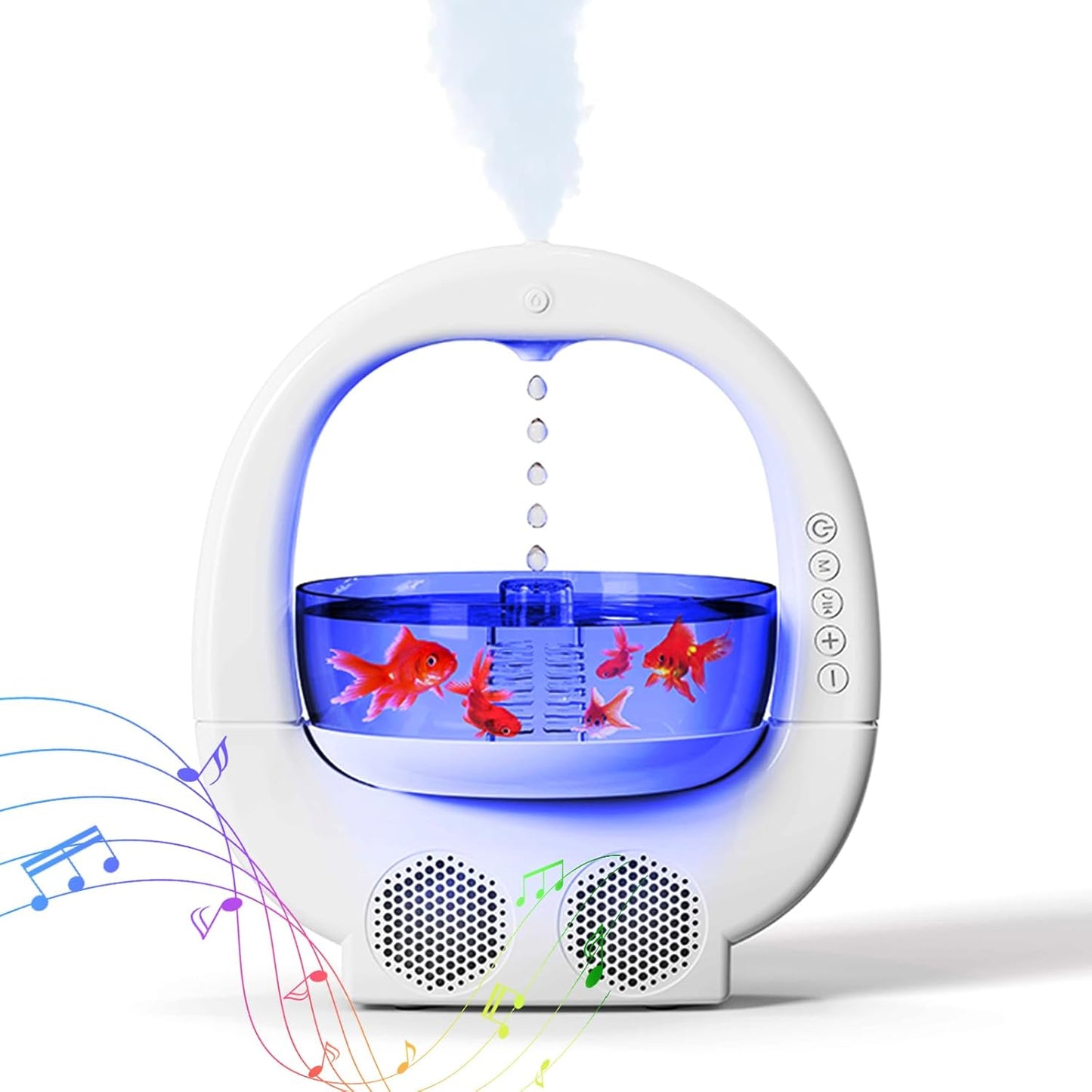 Anti-Gravity Humidifier with Night Light & Fish Tank – 5-in-1 Quiet Bedroom Decor