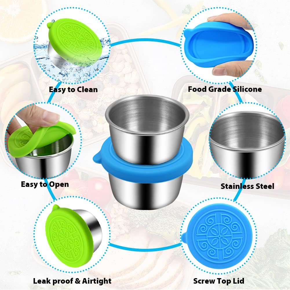 Hydream Salad Dressing Containers To Go, Leakproof Stainless Steel, 6pcs