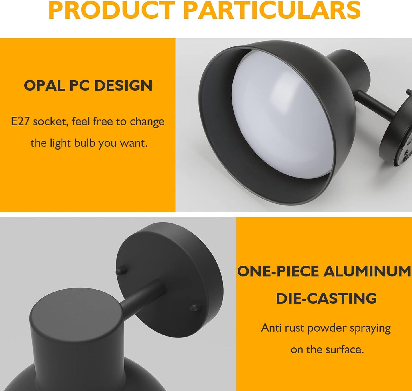 Kerry Anthracite Horn Shape Outdoor Wall Light IP44 Waterproof E27 External Lamp