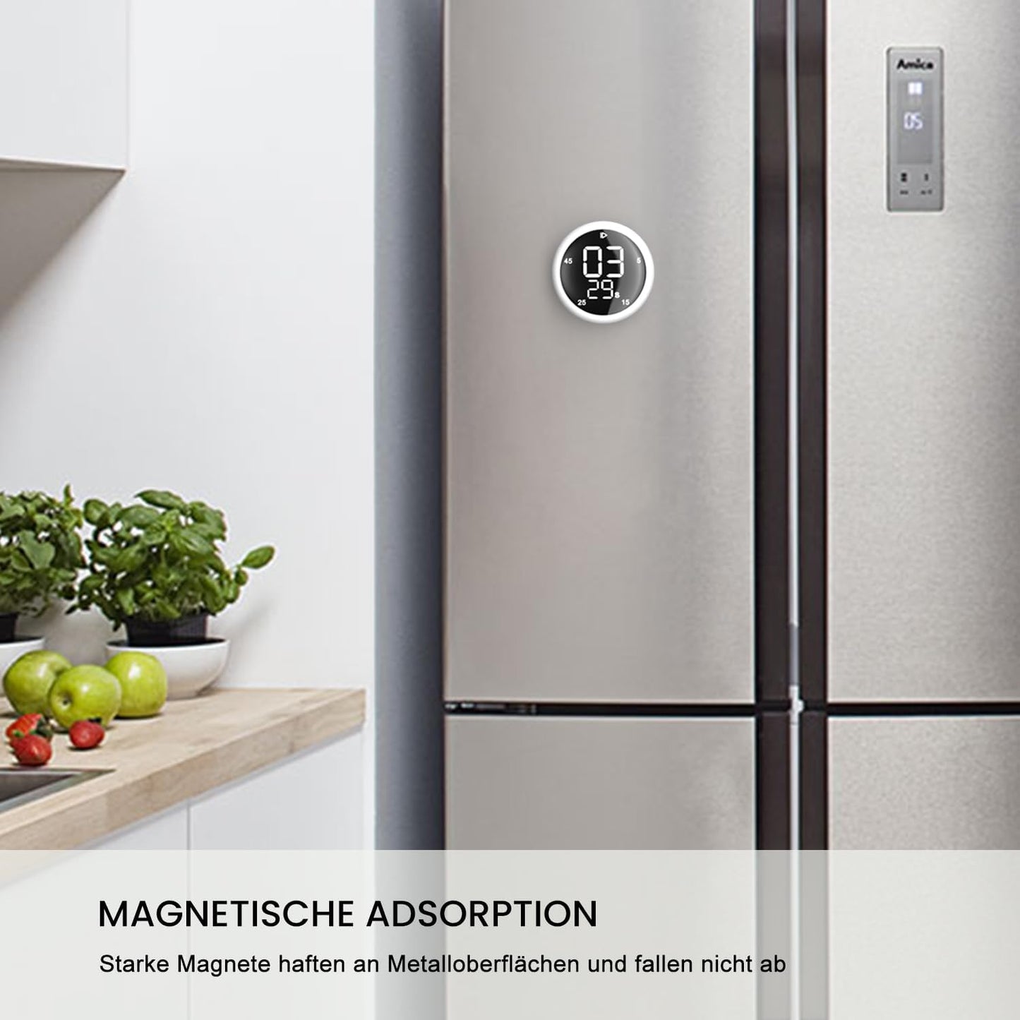 Smart Magnetic Kitchen Timer – 5/15/25/45 Min Presets, LED Display, Volume Control