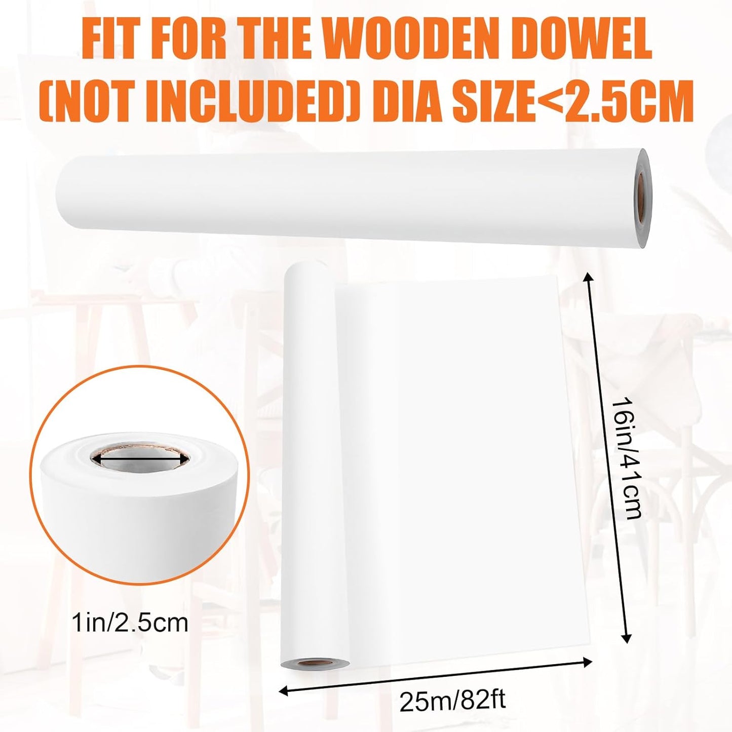 3 Rolls Easel Art Paper 43cm x 20m Kid's Drawing Craft White Bond Roll