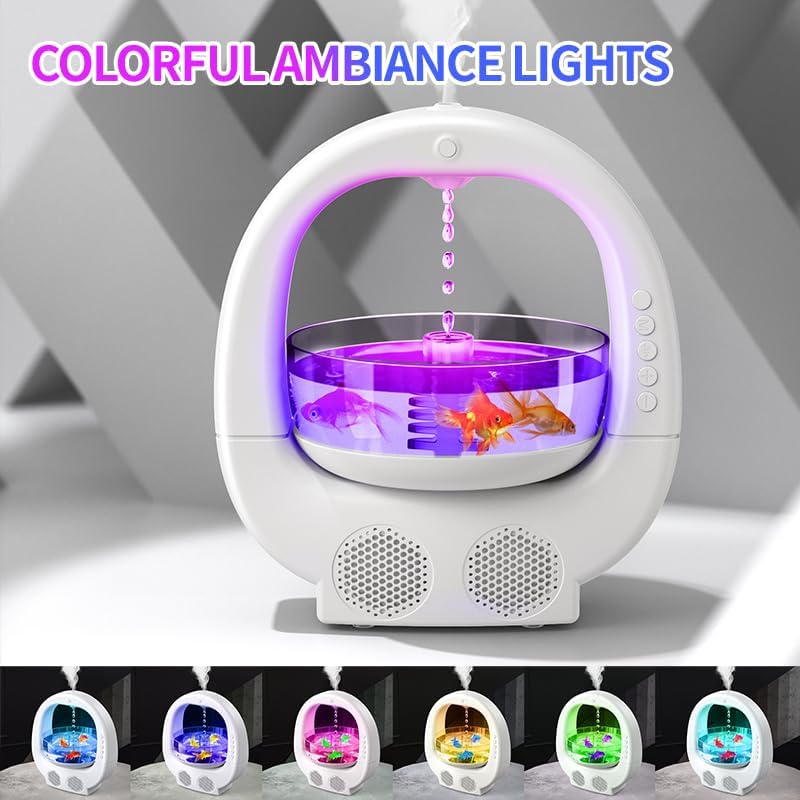 Anti-Gravity Humidifier with Night Light & Fish Tank – 5-in-1 Quiet Bedroom Decor