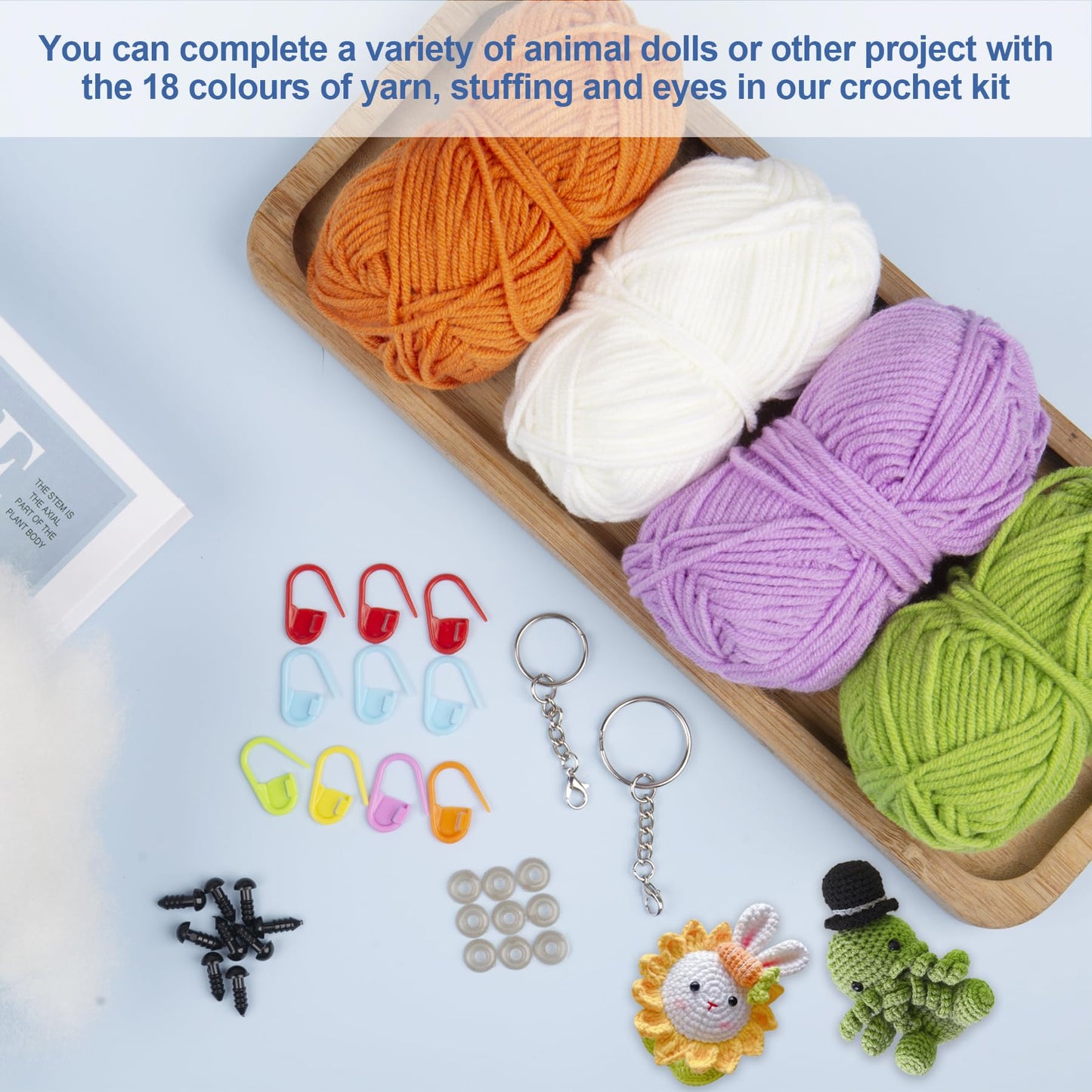 Renyiz Crochet Kit for Beginners – 14 Yarn Balls, Hooks & Accessories