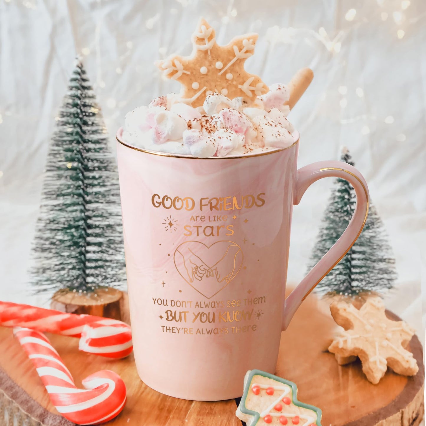 Friendship Mug Gift Set 400 ml + Bath Ball & Candle | Best Friend Coffee Bundle