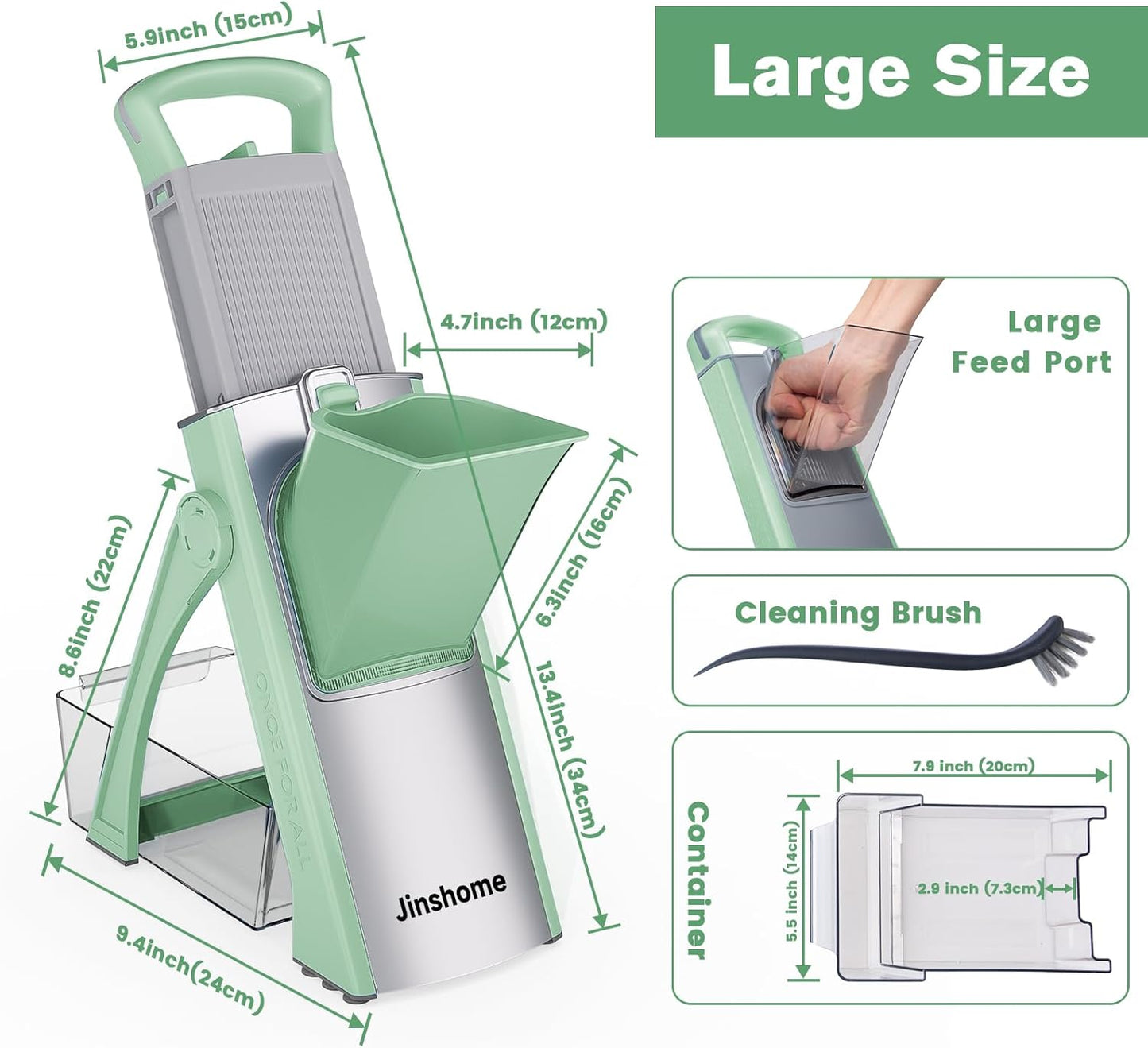 Jinshome Upgrade Safe Mandoline Slicer – Adjustable 40+ Cuts, BPA-Free, Easy-Clean